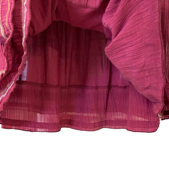 Free People Burgundy Skater Skirt With Sequin Trim Size Large - Picture 4 of 8